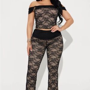 Poetic Romance Lace Pant Set - Black NWT